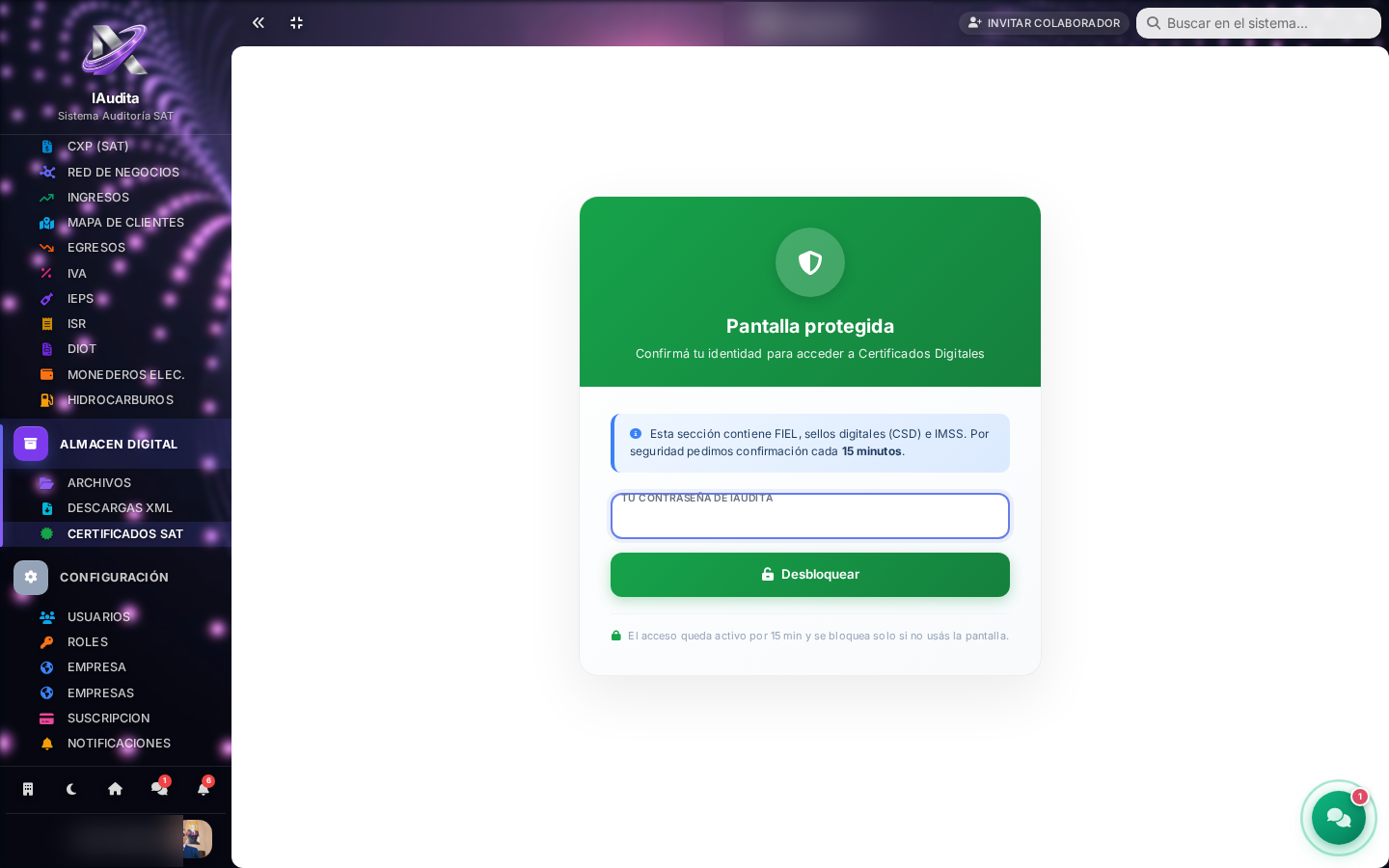 Acceso protegido en iAudita