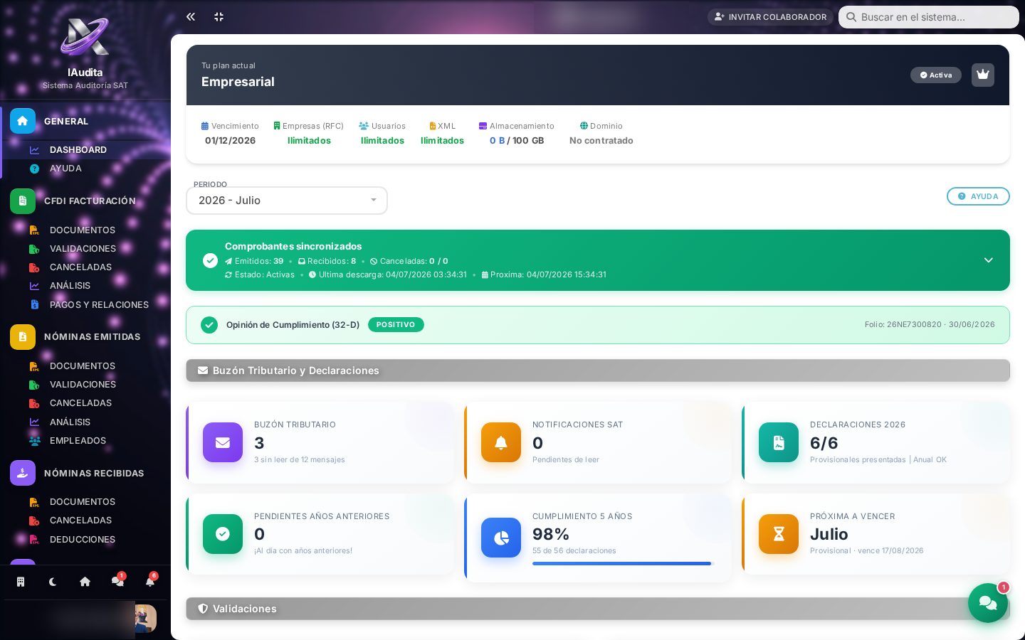 Dashboard Fiscal en iAudita