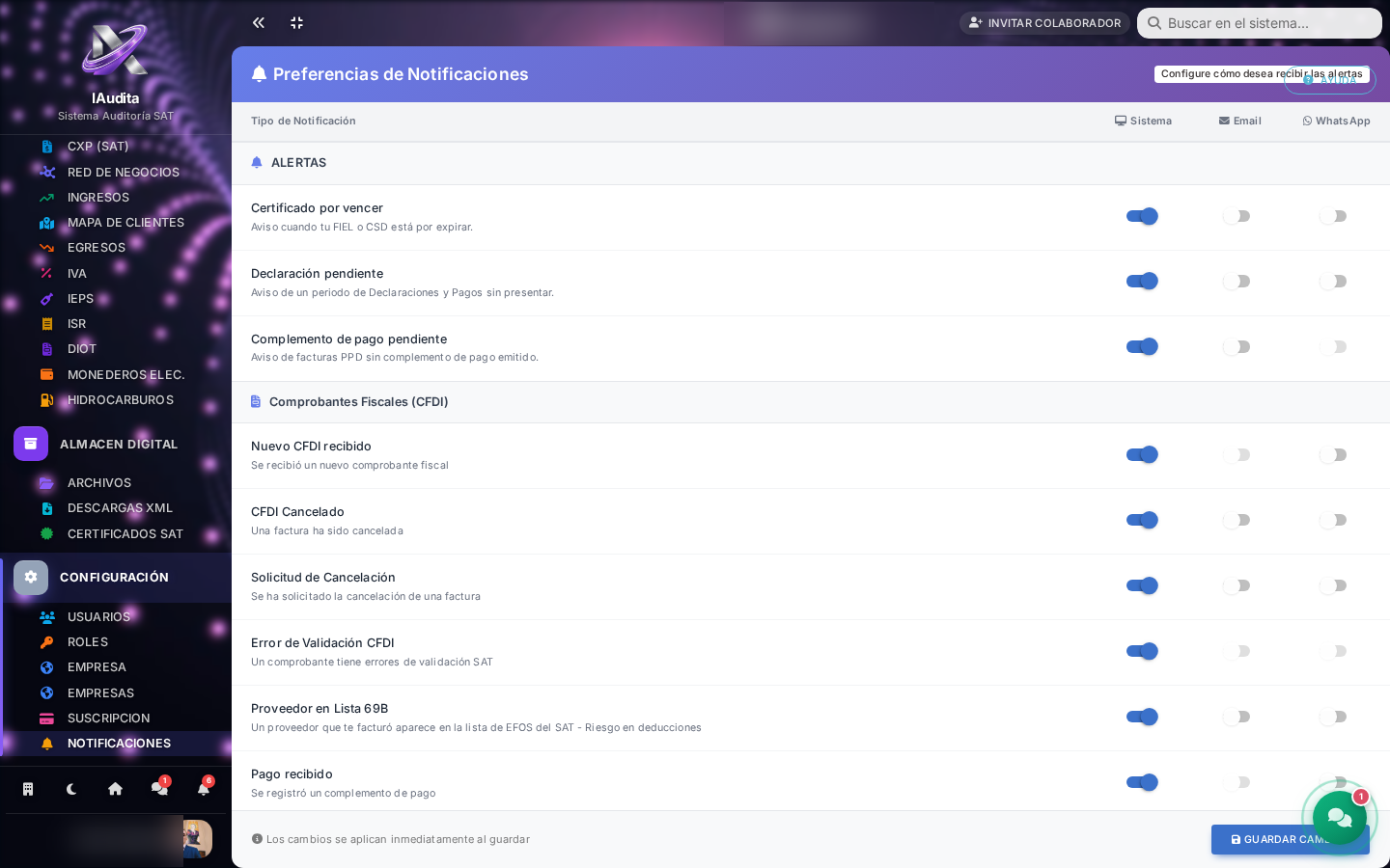 Alertas en iAudita