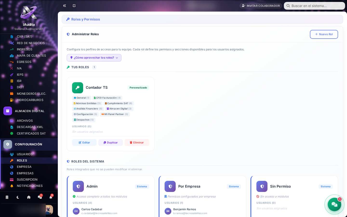 Permisos y Roles en iAudita